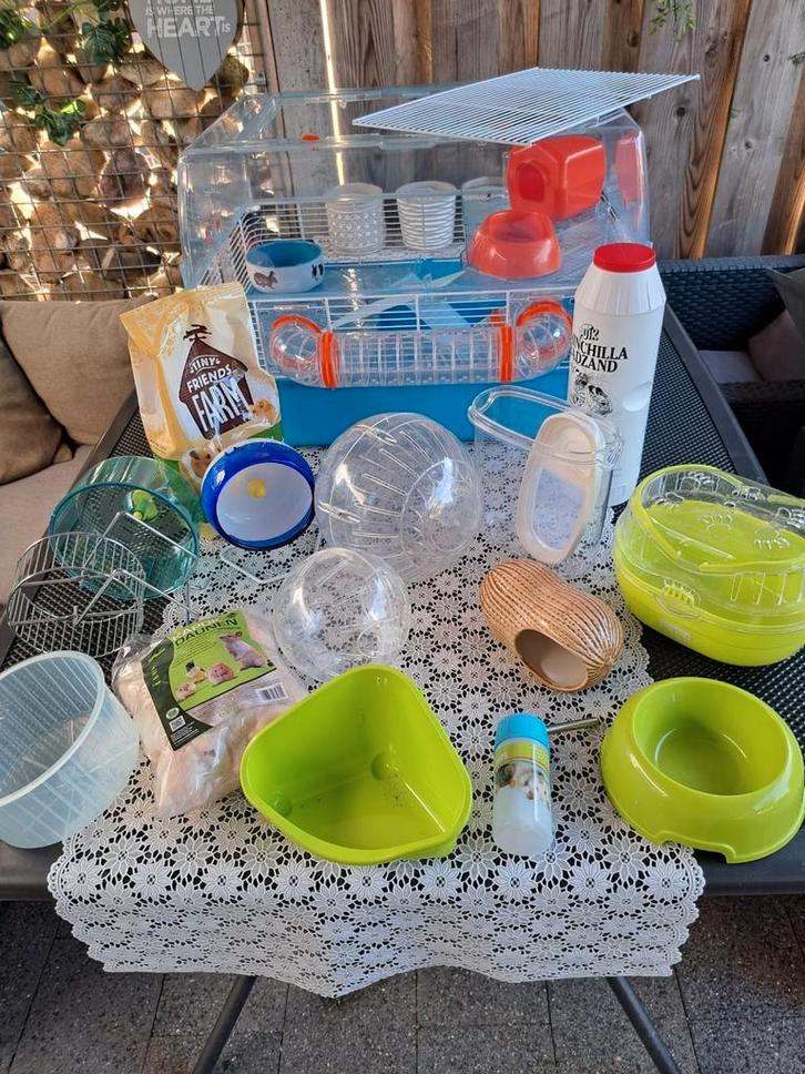 Hamsterkooi inclusief toebehoren, Dieren en Toebehoren, Knaagdieren en Konijnen | Hokken en Kooien, Gebruikt, Kooi, Minder dan 60 cm