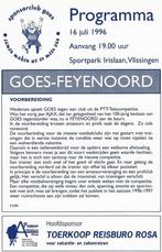 Programma 96-97 vv Goes - Feyenoord, Verzenden, Zo goed als nieuw, Feyenoord, Boek of Tijdschrift