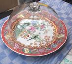 glazen stolp/ stolp met porselein onderbord, Ophalen of Verzenden, Zo goed als nieuw