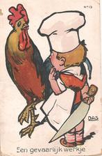 Fantasie /  kok met haan, Verzamelen, Ansichtkaarten | Themakaarten, Ophalen of Verzenden, Voor 1920, Gelopen, Ambachten of Beroep