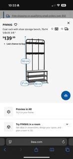 IKEA PINNIG kapstok met schoenenbank – zwart metaal, Huis en Inrichting, Ophalen, Gebruikt