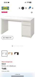 IKEA MALM Bureau wit 140 x 65 cm z.g.a.n., Huis en Inrichting, Bureaus, Zo goed als nieuw, Ophalen, Bureau