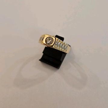 14 karaats gouden bicolor ring rolex bewerking met steen beschikbaar voor biedingen