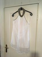 Witte gevoerde mouwloze jurk met kralenband nek Jessica, L, Jessica, Verzenden, Wit, Maat 42/44 (L)