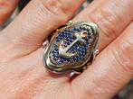 Vanoli 925 zilver heren ring anker anchor saffier maat 19,25, Vanoli, Blauw, 19 tot 20, Amsterdam