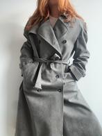 Vintage oversized parka trenchcoat regenjas Italy suede faux, Ophalen of Verzenden, Gedragen, Maat 38/40 (M), Grijs