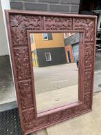zware uitgesneden houten spiegel, Huis en Inrichting, 75 tot 100 cm, 100 tot 150 cm, Gebruikt, Rechthoekig