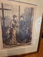 Oude Mode Prenten Ingelijst, Ophalen of Verzenden