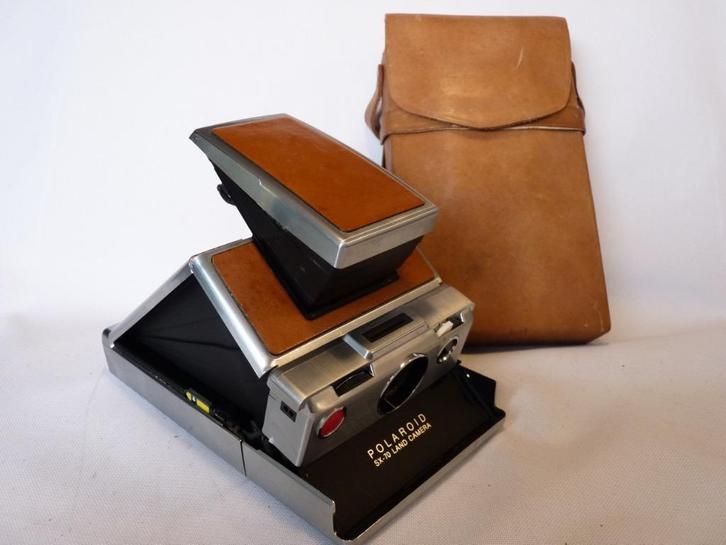 Retro Polaroid SX-70 Land-camera  bruin/aluminium, leren tas, Audio, Tv en Foto, Fotocamera's Analoog, Zo goed als nieuw, Polaroid