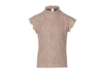 Levv Kanten Top Topje Shirt Zalmroze Peach Roze Kant 134 140 beschikbaar voor biedingen