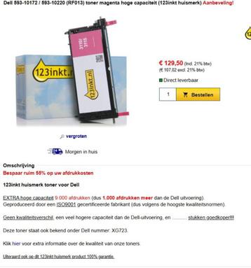 Dell cartridge RF013 Magenta van 123 Inkt beschikbaar voor biedingen