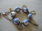 Vintage armband met delfts ? blauwe kralen/munten, Overige materialen, Gebruikt, Verzenden, Met bedels of kralen