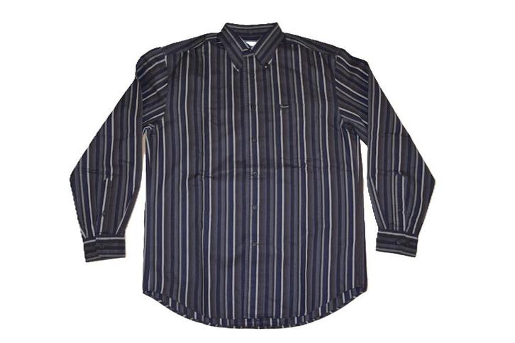 Façonnable zwart paars grijs gestreept buttondown overhemd M, Kleding | Heren, Overhemden, Zo goed als nieuw, Halswijdte 39/40 (M)
