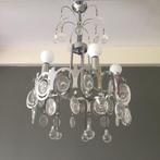 Vintage chroom en kristal kroonluchter Sciolari jaren 60 70, Huis en Inrichting, Lampen | Hanglampen, Gebruikt, Oscar Torlasco