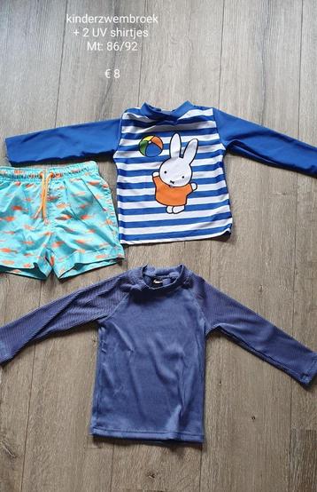 Jongens zwembroek en 2 UV shirtjes maat 86/92 beschikbaar voor biedingen