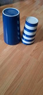 Set van 2 blauwe bloempotten, Gebruikt, Rond, Ophalen of Verzenden, Balkon