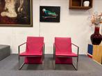 2 Arco Spine fauteuil roze leer Design stoel Stoelen
