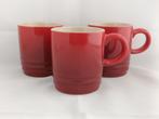 Le Creuset - 3 rode espressokopjes, Huis en Inrichting, Keuken | Servies, Ophalen of Verzenden, Overige stijlen, Kop(pen) en/of Schotel(s)