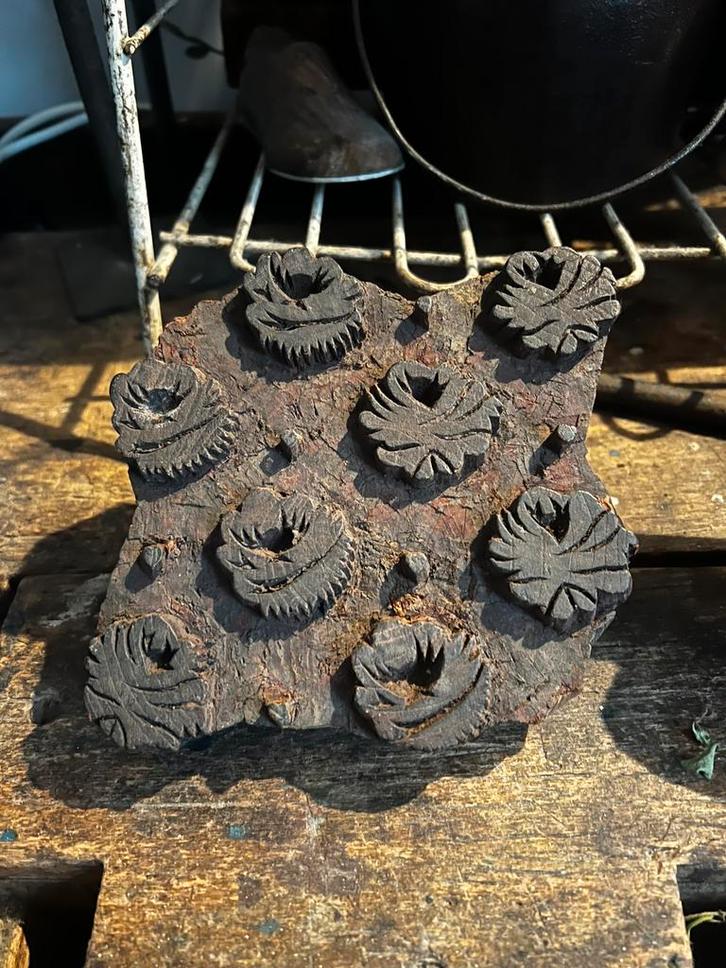 Batik stempel, stofstempel patroonstempel hout, Antiek en Kunst, Curiosa en Brocante, Ophalen of Verzenden