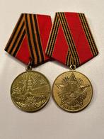 Originele USSR WO2 jubileummedailles 50 & 60 jaar Overwin., Verzamelen, Verzenden, Landmacht, Overige gebieden, Lintje, Medaille of Wings