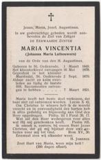 zr. Johanna M. Lathouwers 1849 St. Oedenrode + 1921, 72 jr, Verzenden, Bidprentje