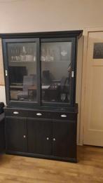 Glazensevieskast zwart twee delen glazen schuurdeur 3 lades, Huis en Inrichting, Kasten | Buffetkasten, Ophalen of Verzenden, Zo goed als nieuw