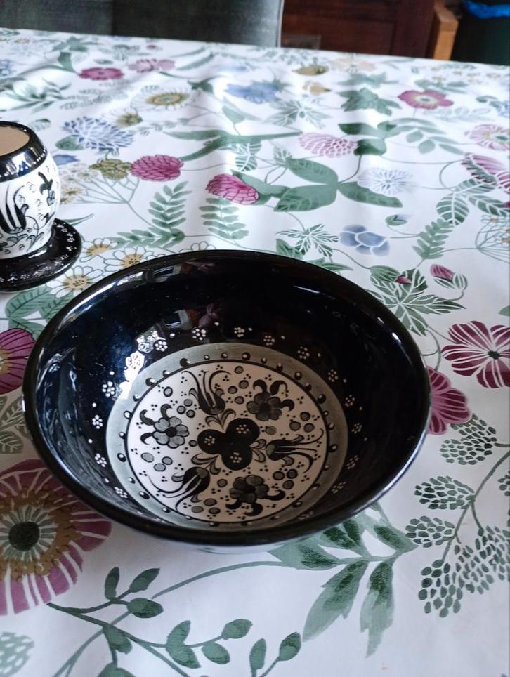 Handbeschilderde nimet schaaltje Turkse keramiek, Huis en Inrichting, Woonaccessoires | Schalen en Manden, Gebruikt, Schaal, Rond