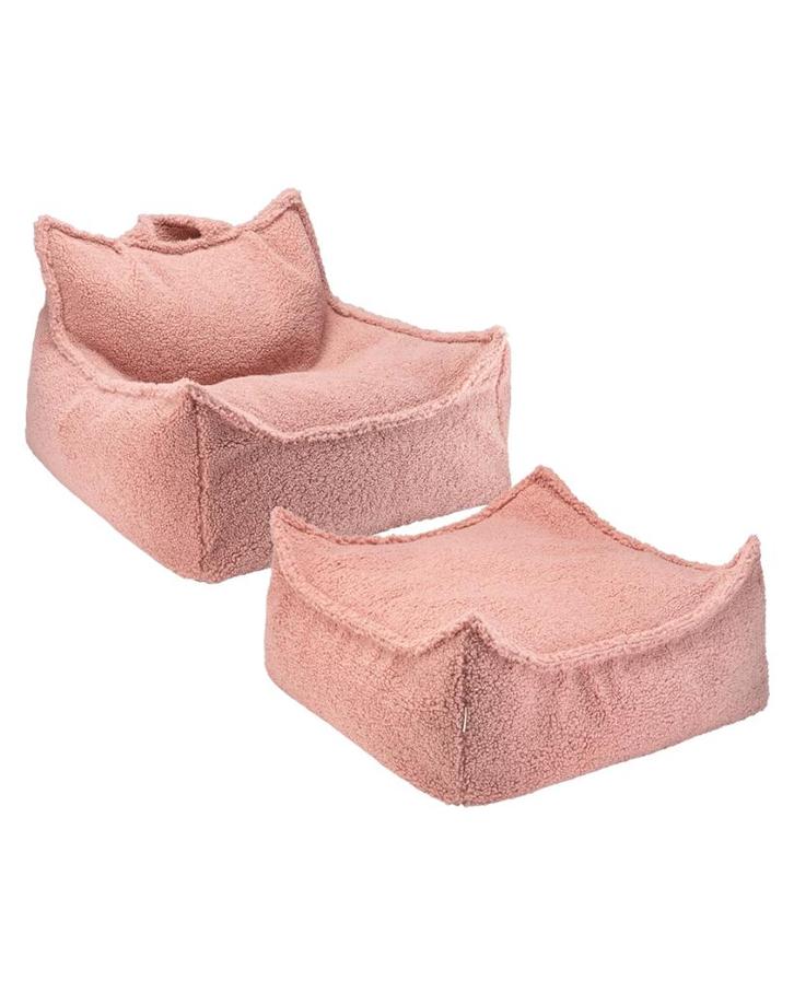 Kinderzitzak + Poef Teddy Guave Roze Wigiwama, Kinderen en Baby's, Kinderkamer | Inrichting en Decoratie, Nieuw, Kleed of Kussen