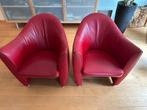 Leolux Sjamaan 2 fauteuils rood leer, Huis en Inrichting, Fauteuils, Ophalen, Gebruikt, 50 tot 75 cm, Leer
