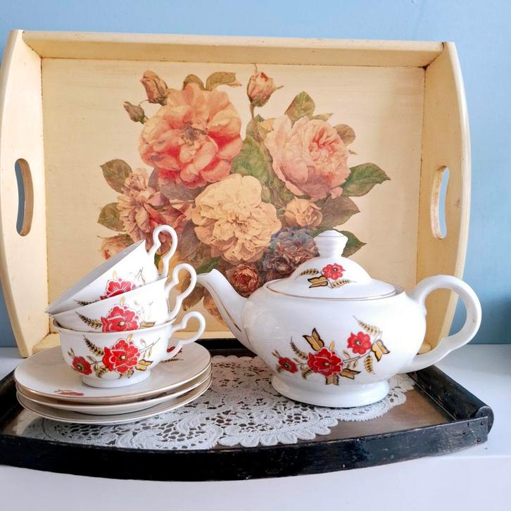 Puls (Pfeiffer & Lowenstein) 'Phyllis/Juliana', theeservies, Antiek en Kunst, Antiek | Servies compleet, Ophalen of Verzenden