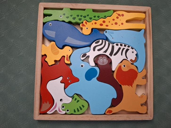 Dierenpuzzel 12 Stukjes - Houten Speelgoed, Kinderen en Baby's, Speelgoed | Kinderpuzzels, Zo goed als nieuw, 2 tot 4 jaar, 10 tot 50 stukjes