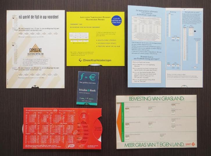 6 schuif-rekenhulpen reclame-artikelen - periode rond 2000, Verzamelen, Overige Verzamelen, Zo goed als nieuw, Verzenden