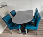 Moderne Eettafel uitklapbaar Antraciet/Zwart, 4 tot 6 stoelen, Zo goed als nieuw, Ophalen