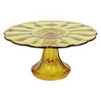 Art Deco Taartplateau Standaard Amber Luxval 1935 VSL, Antiek en Kunst, Antiek | Glas en Kristal, Ophalen of Verzenden