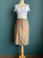 Vintage linnen rok beige bruin doorknoop 36 klassiek mooi, Kleding | Dames, Rokken, Beige, Vintage, Ophalen of Verzenden, Onder de knie