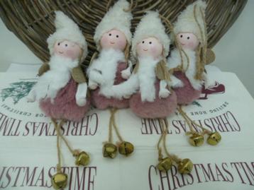 4x velvet Kerst engeltjes kerstboomhanger beschikbaar voor biedingen