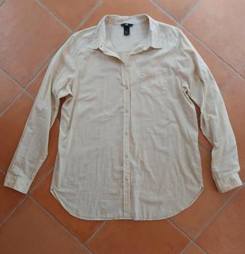 H&M lange overhemd blouse, beige maat 42 oversized beschikbaar voor biedingen
