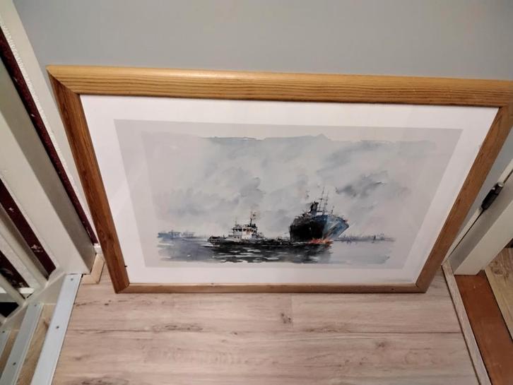 Mooie scheepvaart schilderij lijst boot, Antiek en Kunst, Kunst | Schilderijen | Modern, Ophalen