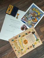 Groep medailles en oorkondes knil onderscheiding, Ophalen of Verzenden, Landmacht, Nederland, Lintje, Medaille of Wings