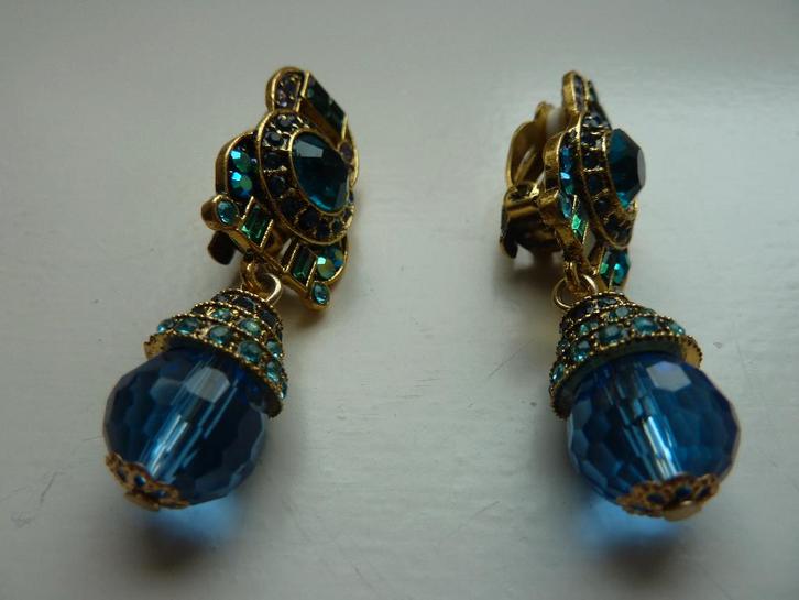 Impressive Blue Crystal Earrings, Sieraden, Tassen en Uiterlijk, Oorbellen, Nieuw, Hangers, Goud, Blauw, Met kristal, Ophalen