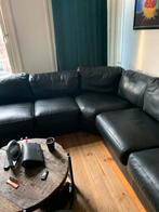 Zwarte Leren Hoekbank - Ruim & Comfortabel, Ophalen, Gebruikt, 100 tot 125 cm, Hoekbank