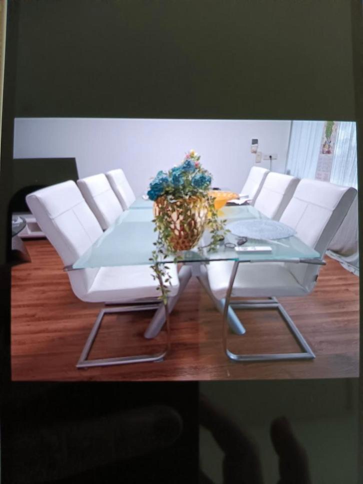 Eettafel & 6 originele lederen H&H eettafelstoelen, Huis en Inrichting, Tafels | Eettafels, Zo goed als nieuw, Ophalen of Verzenden