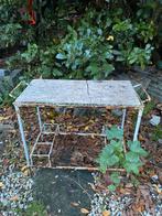 Tuintafeltje met marmer blad, Tuin en Terras, Tuintafels, Ophalen, Gebruikt, Rechthoekig, Metaal