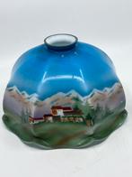 lampenkap antiek glas met landschap doorsnede 23 cm, Ophalen of Verzenden