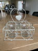 Vaasjes 4 stuks in een metalen houdertje, Ophalen of Verzenden, Zo goed als nieuw, Overige kleuren, Minder dan 50 cm