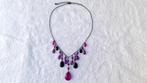 NIEUW! Roze/paarse & zwarte ketting / halsketting, Overige materialen, Verstelbaar, Paars, Nieuw