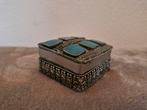 Vintage Sieradendoosje met Turquoise Inleg, Antiek en Kunst, Ophalen of Verzenden