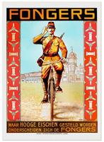 [Grote 50x70cm Fiets Poster] FONGERS Fietsen KNIL Soldaat, Verzamelen, Merken en Reclamevoorwerpen, Verzenden, Nieuw, Reclamebord