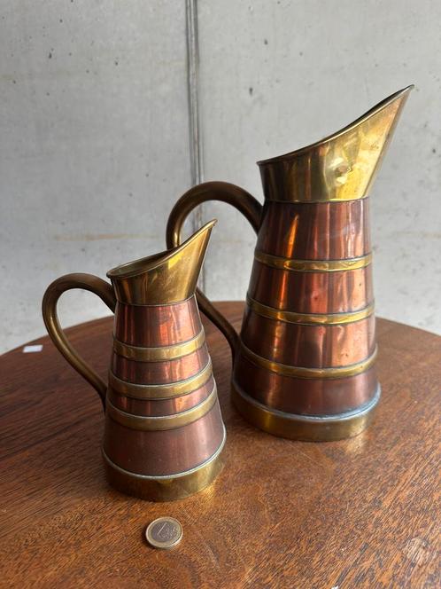 Set Koperen & Messing Kannetjes – Vintage Landelijke Stijl, Antiek en Kunst, Antiek | Koper en Brons, Ophalen of Verzenden