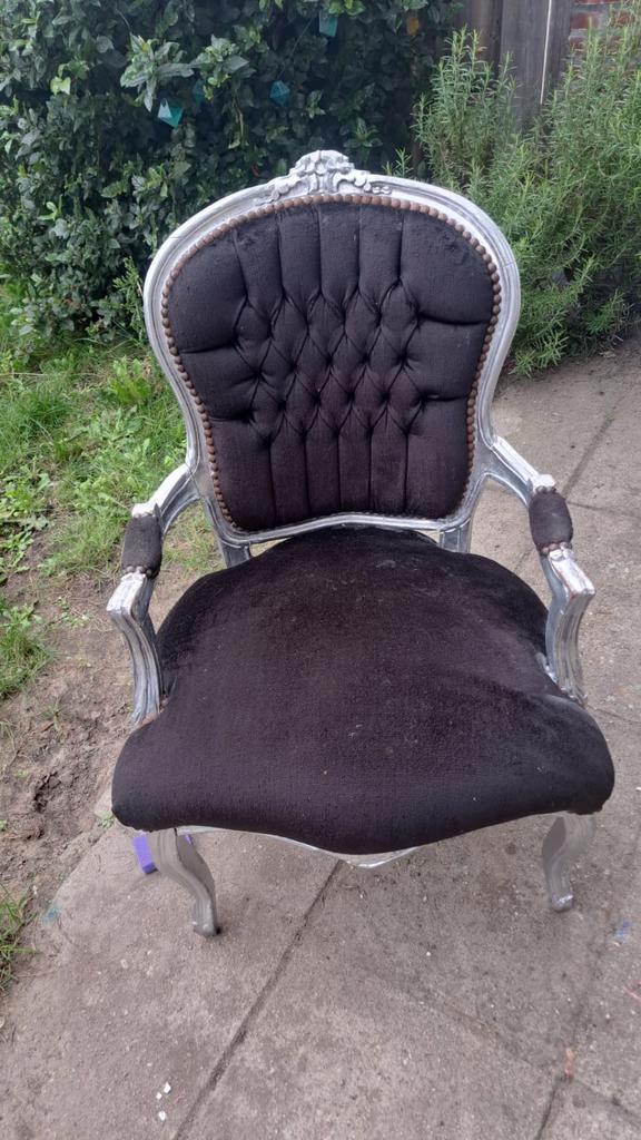 Barok Stoel - Stijlvol en Uniek!, Huis en Inrichting, Stoelen, Gebruikt, Eén, Hout, Stof, Zwart, Ophalen of Verzenden